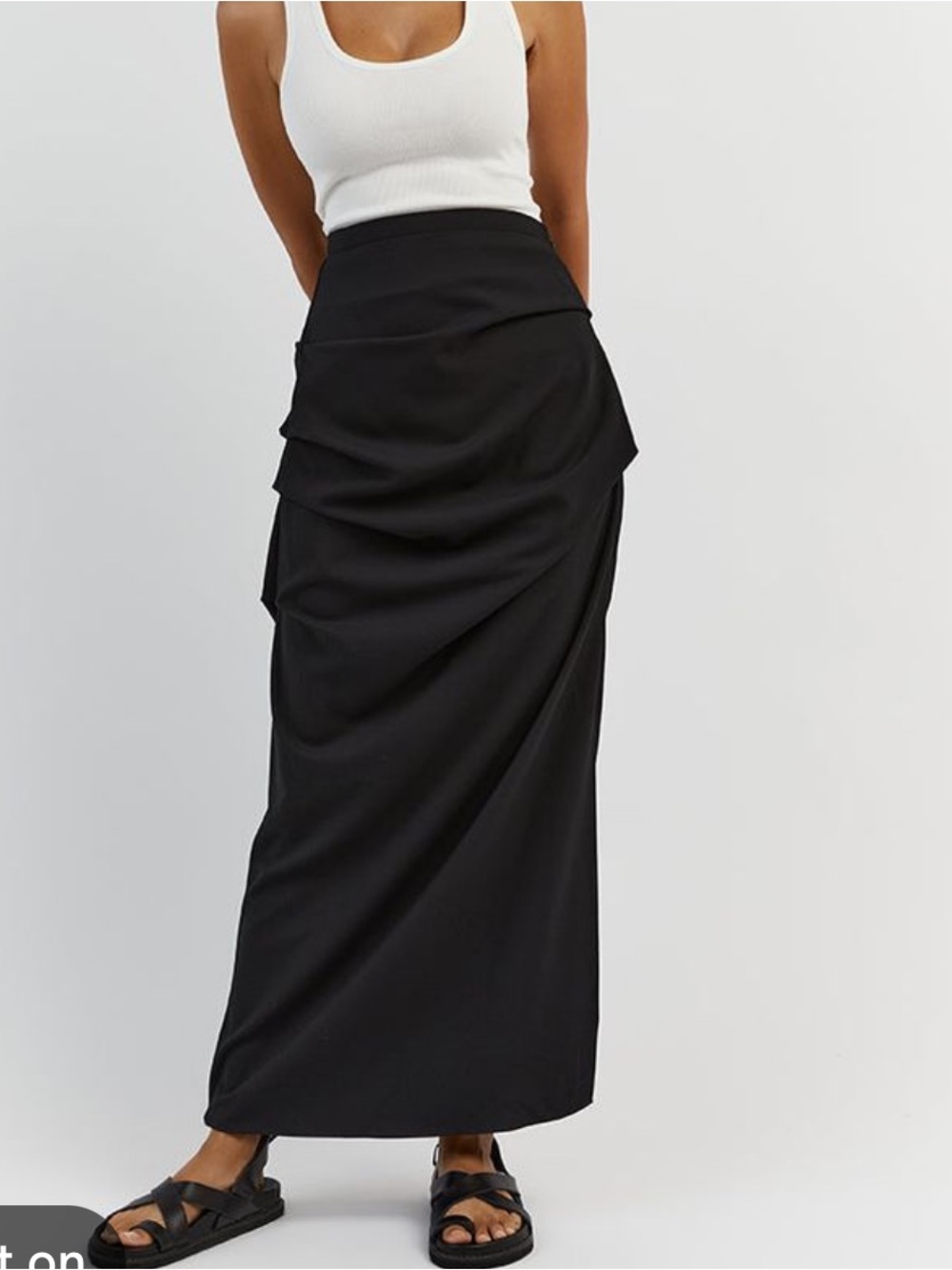 DISSH Black Rouched Maxi skirt US 6